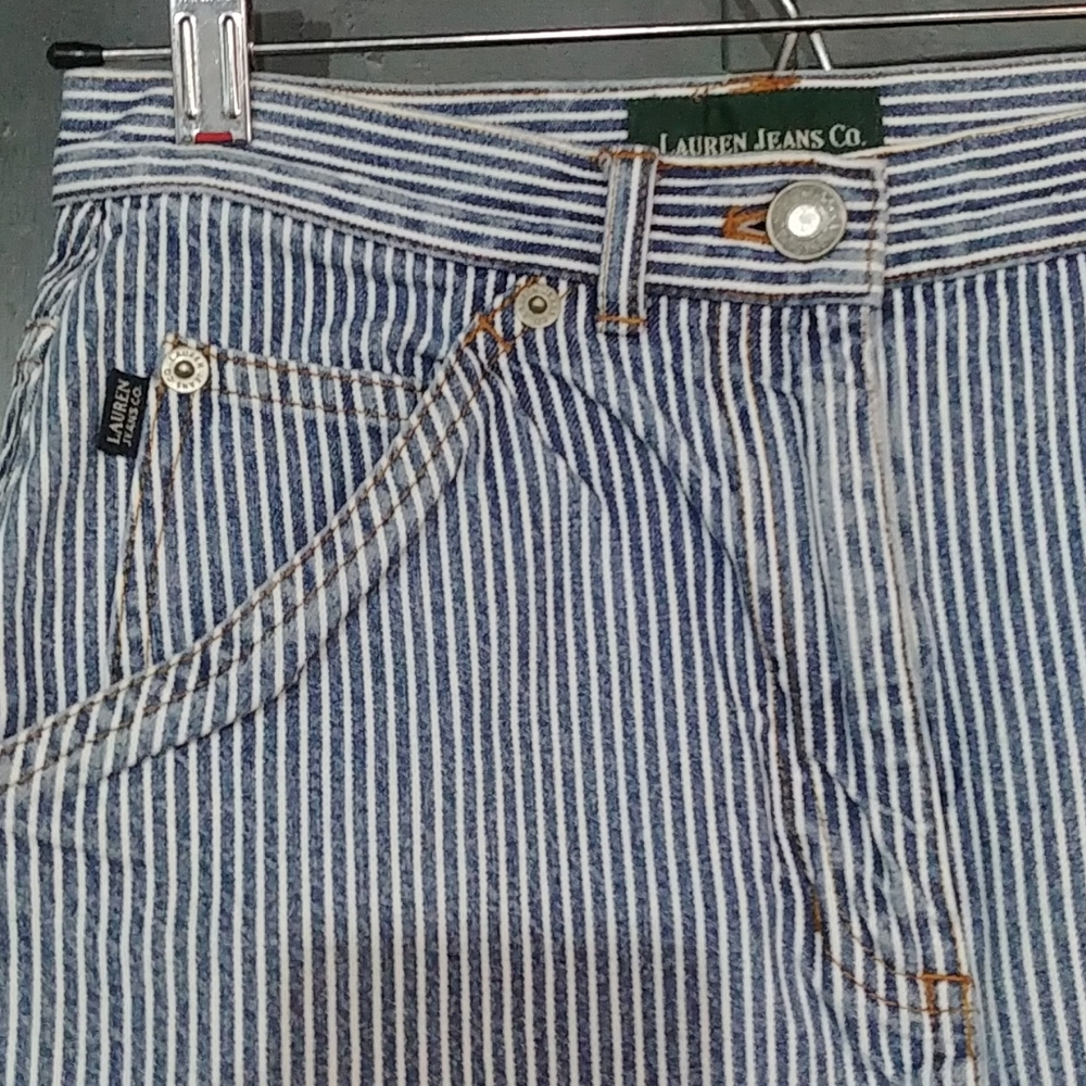 Vtg Lauren Jeans railroad stripe pencil skirt - Picture 4 of 7